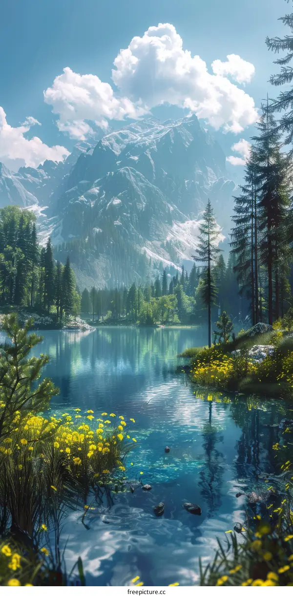 Mountains and Lake in Nature