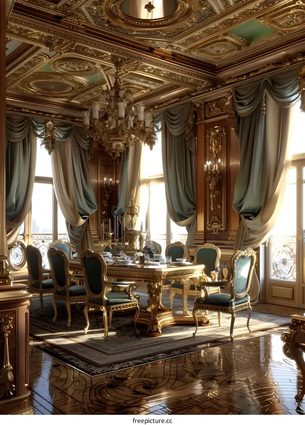 Ornate Interior Design with Gold Accents