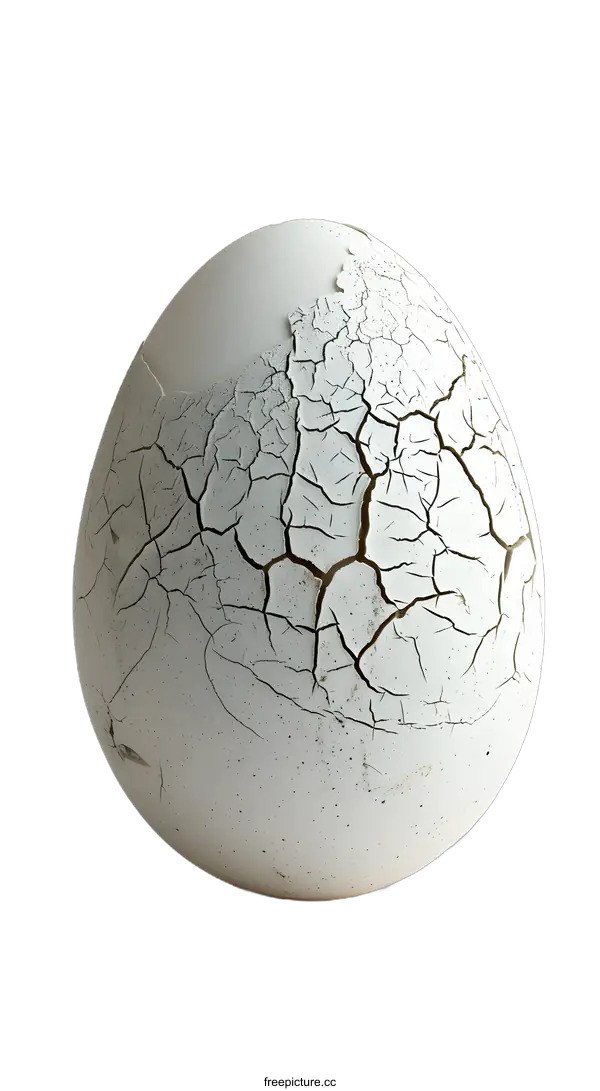 [Transparent Background PNG]White Cracked Eggshell on White Background