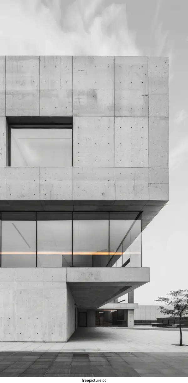 Brutalism architecture style concrete building exterior