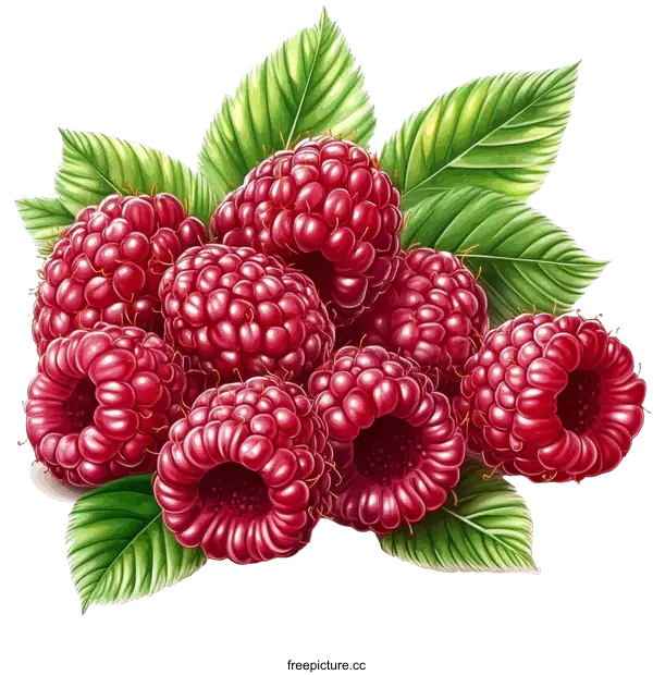 [Transparent Background PNG]Detailed Illustration of Fresh Raspberries