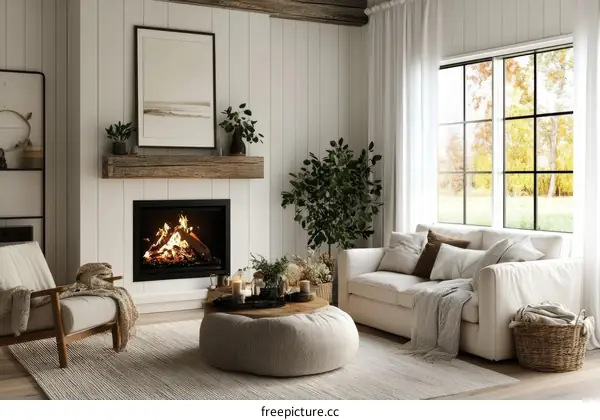 Cozy Farmhouse Living Room Illustration
