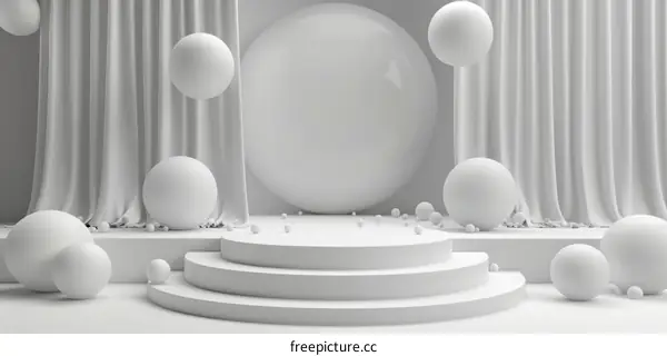 White Minimalist Podium Stage for Product Display