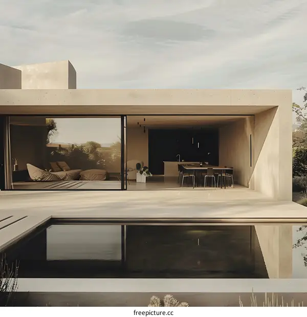 Minimalist Concrete House With Swimming Pool