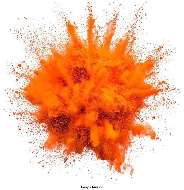 [Transparent Background PNG]Orange Powder Explosion Isolated on White Background