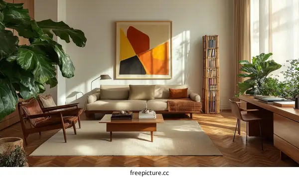 Modern Living Room with Mid-Century Style