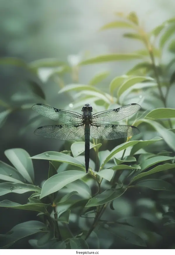 A Dragonfly Resting on a Leaf