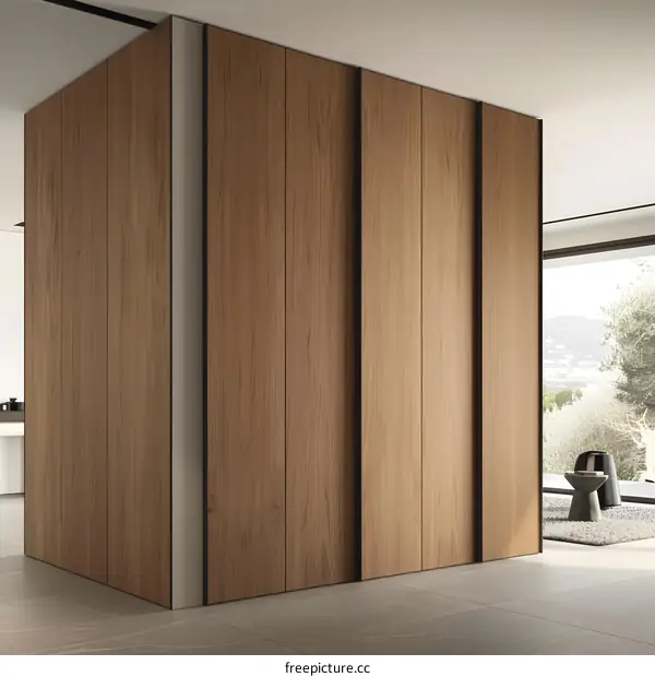 Modern Wooden Sliding Closet Doors with Minimalist Design