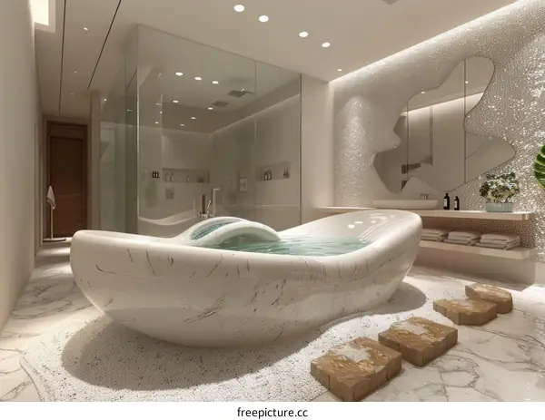Luxury Modern Bathroom with Unique Bathtub