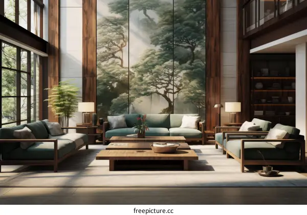 The beauty of nature brings tranquility to the living room