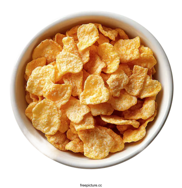 [Transparent Background PNG]Cornflakes in a White Bowl
