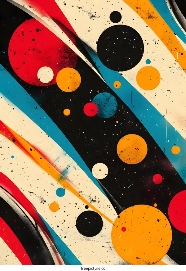 Abstract Art With Colorful Circles and Lines