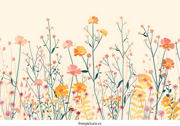 Floral Meadow With A Pastel Color Palette