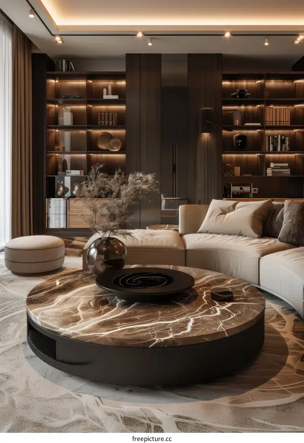 Opulent Modern Living Room with High Ceiling