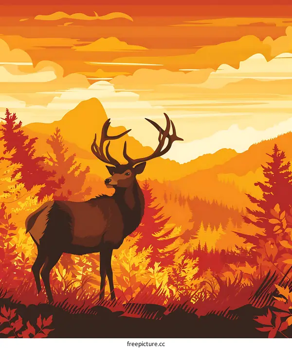 Autumn Landscape with a Deer