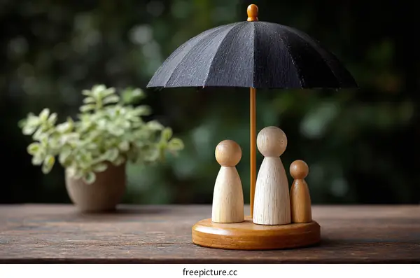 Family Protection Under Umbrella Illustration