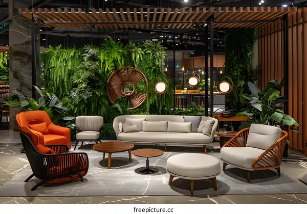 Modern Living Room with Green Wall and Stylish Furniture