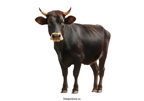 [Transparent Background PNG]Black Cow Isolated on White Background