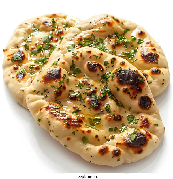 Three pieces of naan bread