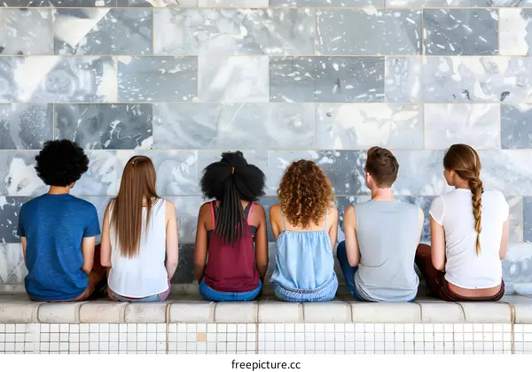 Group of Friends Sitting on a Bench Together