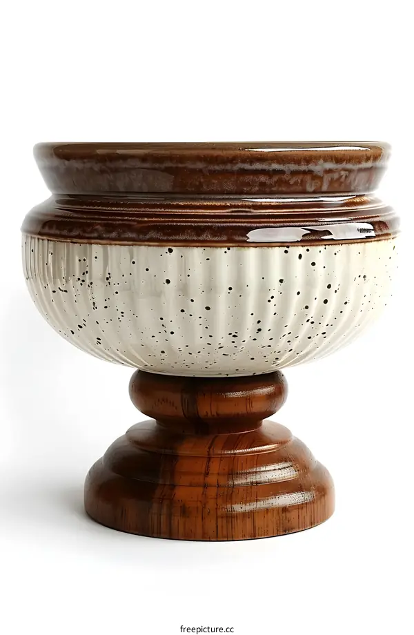 Ceramic bowl on wooden stand