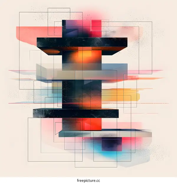 Abstract Geometric Shapes and Lines  in  Vibrant Colors