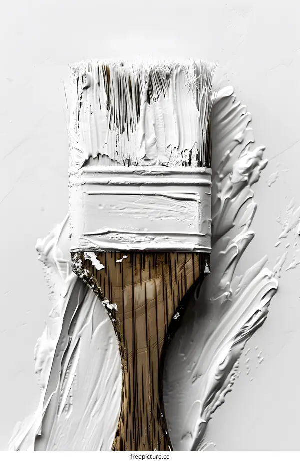 White Paintbrush on White Paint