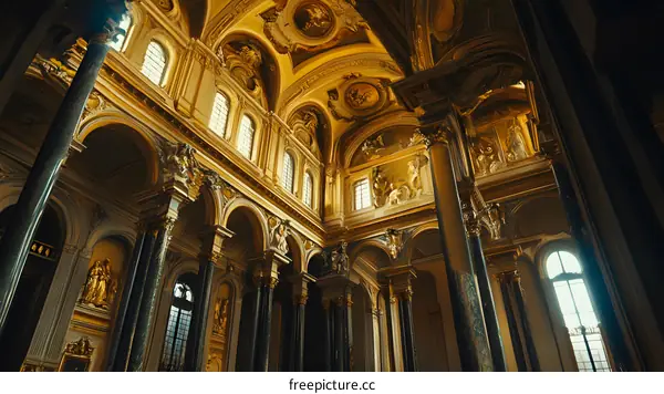 Golden Interior of a Historic Cathedral