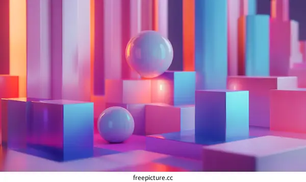 Abstract Geometric Shapes Neon Background