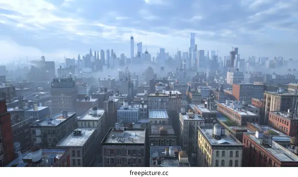 A bustling cityscape in the heart of Manhattan, New York City