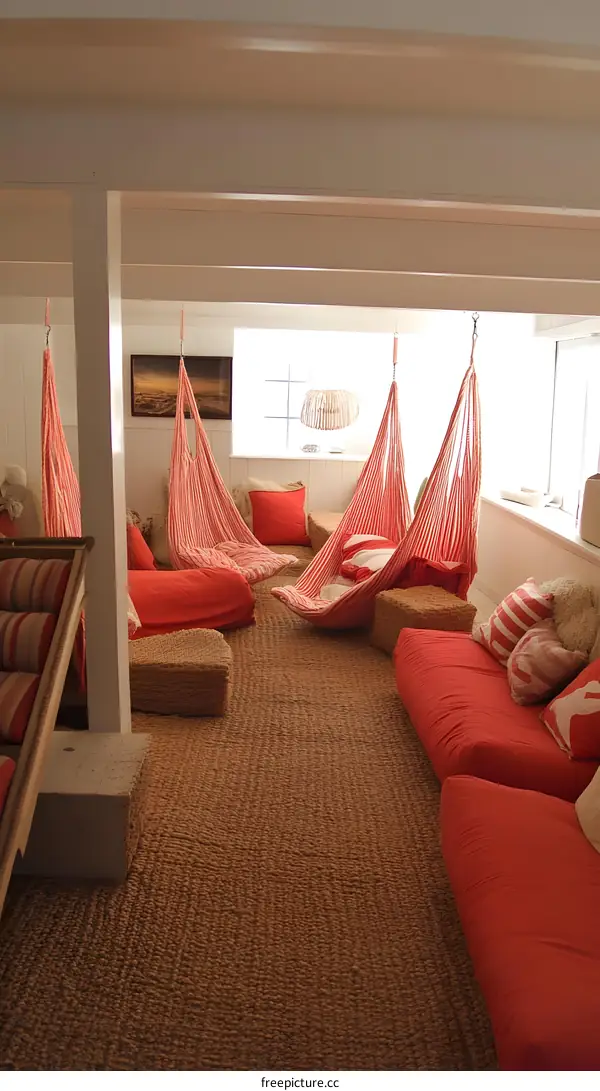 Relaxing Hammock Swinging Chair Design in a Cozy Living Room