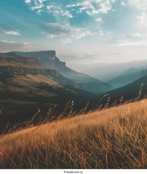 Mountain Landscape With Grass Field
