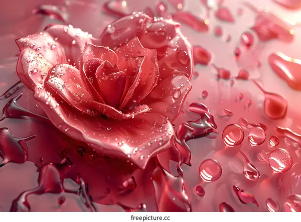 A beautiful rose with water drops