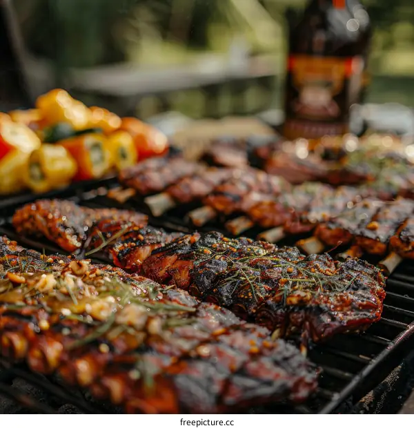 A delicious and juicy rack of barbecued pork ribs