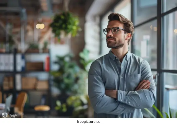Portrait of a male professional standing in an office