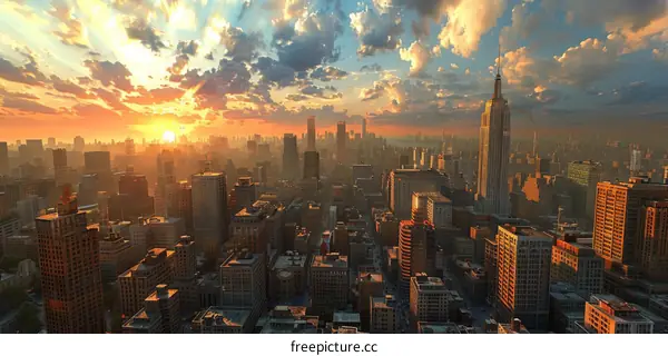 Sunrise over the City Skyline