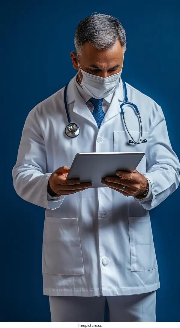 Focused Doctor Reviewing Patient Records