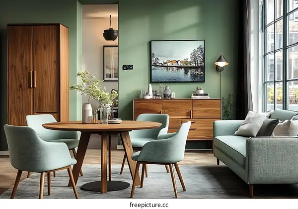 Modern Scandinavian Dining and Living Area Interior Design