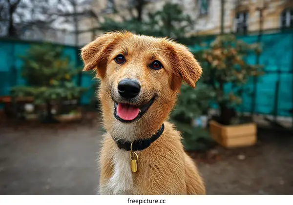 Playful Dog Outdoors in a City Park