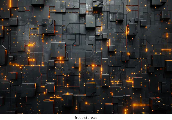 Abstract Glowing Orange and Yellow Technology Background