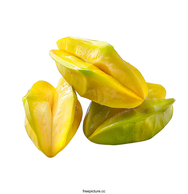 [Transparent Background PNG]Three star fruits on a white background