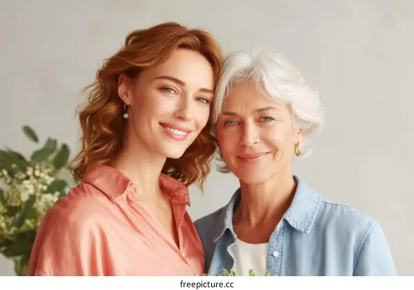 Two Caucasian Women Portrait with Love