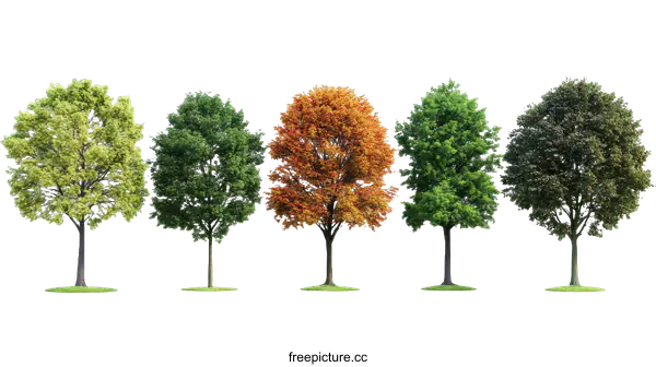 [Transparent Background PNG]Four Seasons Trees Illustration