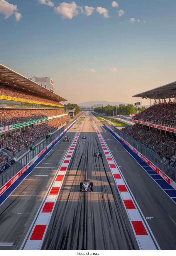 Formula One cars racing on a track