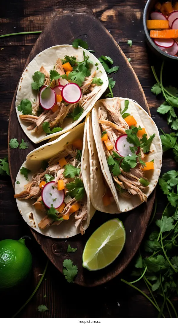Pork tacos with radish and carrot slaw