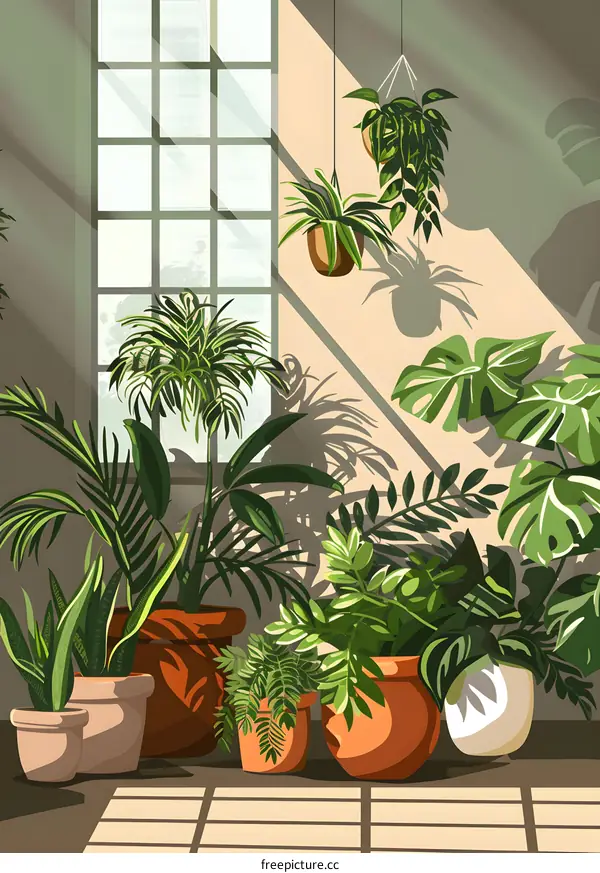 Sunlight Streaming Through Window  Indoor Plants