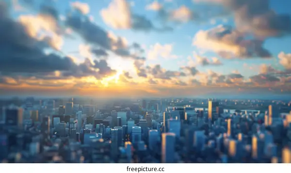 Sunset Over a Small City