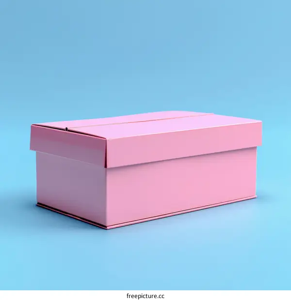 Pink Box on Blue Minimalist Background