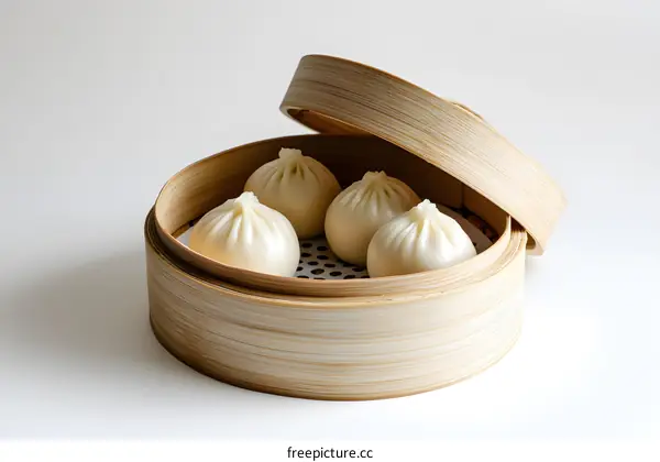 Steamed Buns In A Bamboo Steamer