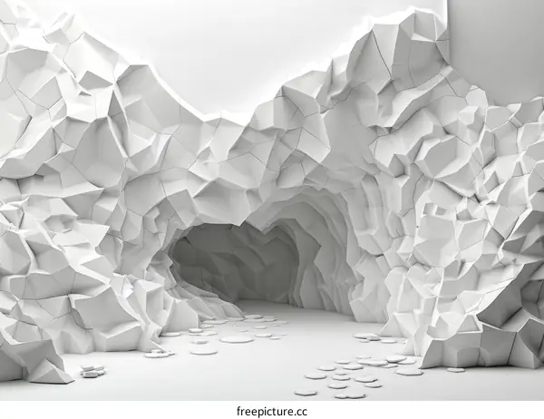 White cave with a glowing entrance